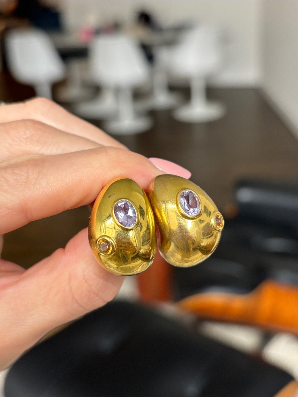 Lizzie Fortunato Mini Arp earrings in studded gold